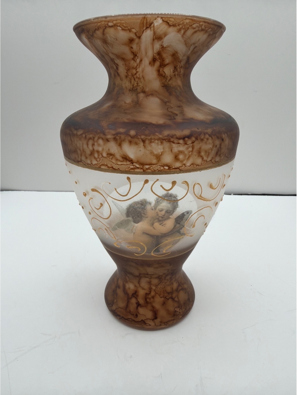 Vintage Vetro Eseguito da Maestri di Murano Art Glass Urn Vase Italy Applique